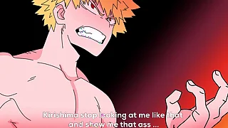 Kirishima gets all hot when he sees Bakugo naked and then he fucks him