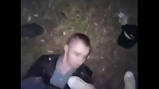 2 Chav guys bully kick spit and piss on guy in leather and jeans